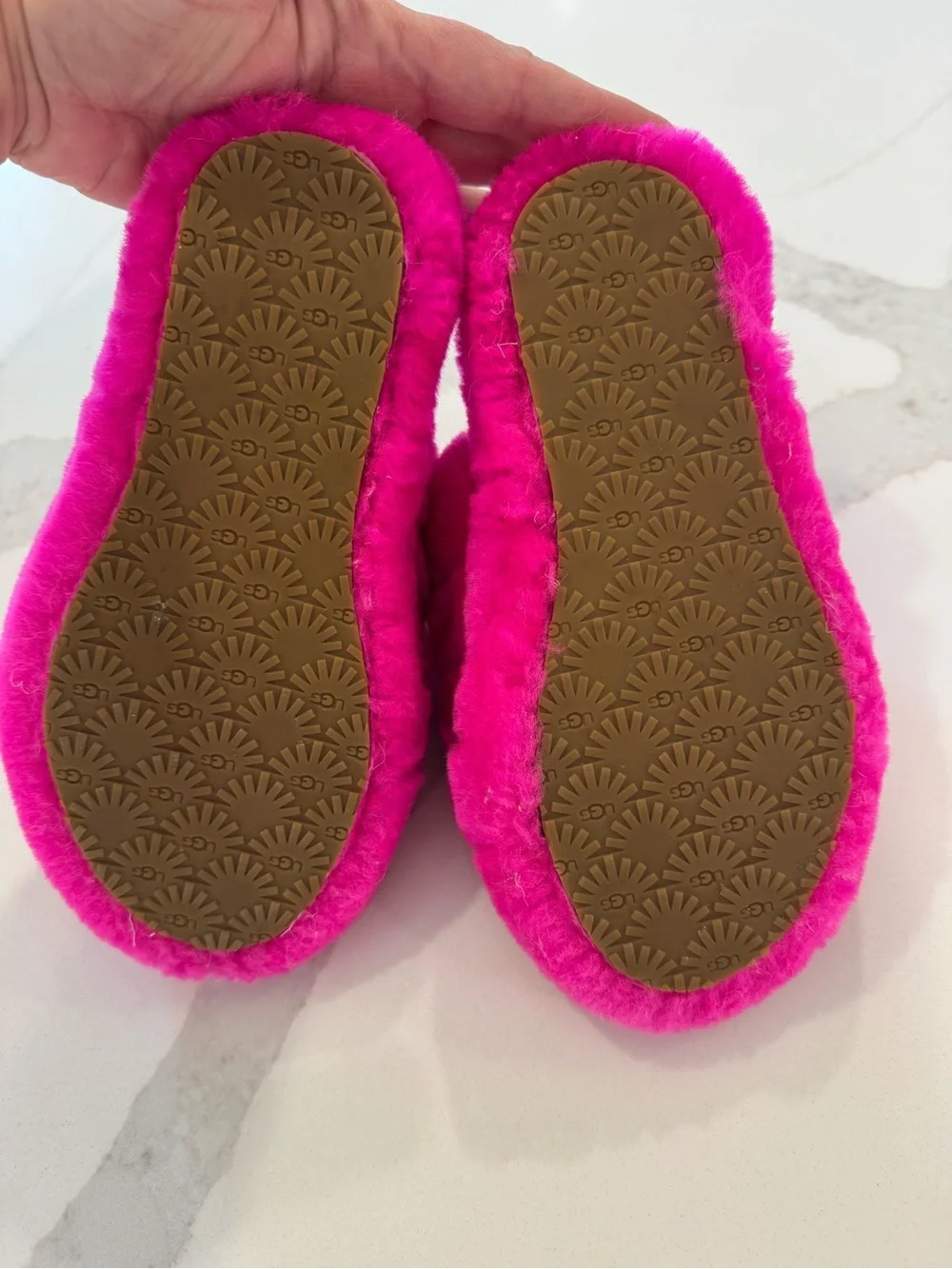 UGG Kids Hot Pink Fluff Slides